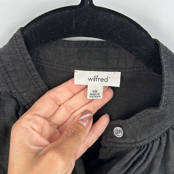 Wilfred Womens Black Short Sleeve Aritzia Bertillon Tunic Button Up Blouse 2XS - Picture 2 of 7